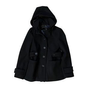 GAP black hooded lined pea coat small